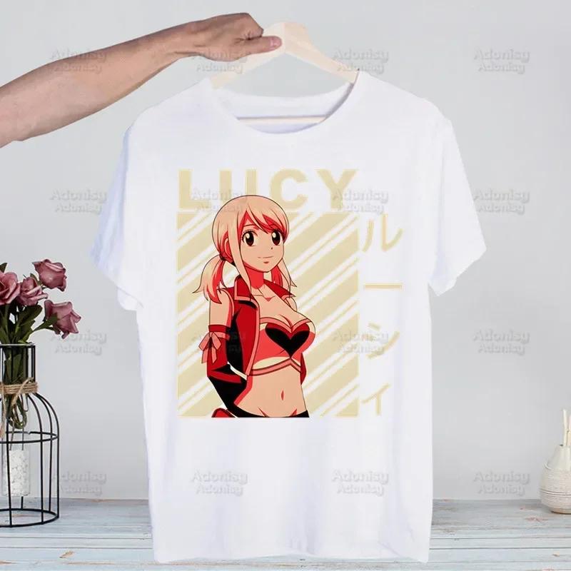 Anime Fairy Tail Natsu Dragneel Lucy T-shirts Summer Men/Women Hip Hop Funny Tshirt Streetwear T Shirt Short Sleeve Tee Top