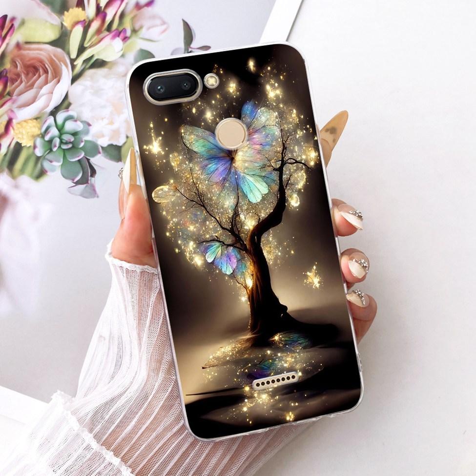 For Redmi 6 Case Cover Transparent Cute Cat Fashion Butterfly Funny Cool Painted Casing M1804C3DH M1804C3DG M1804C3DI