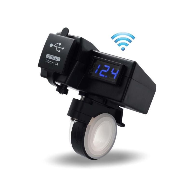 Водонепроницаемый светодиодный вольтметр зарядного устройства USB с двойным портом для мотоцикла 12 В с GPS-позиционированием