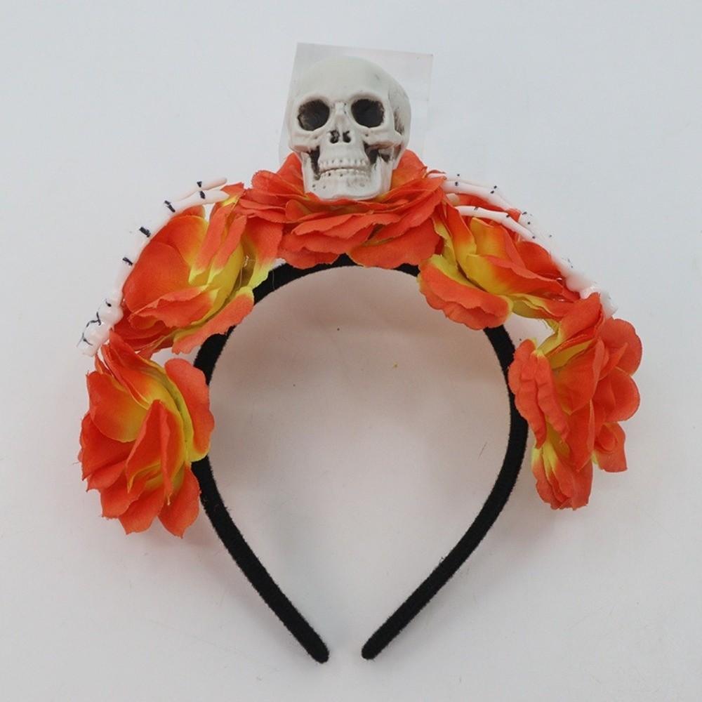 Halloween Decor Skull Head Headband Exaggerated Gothic Flower Hairband Girls/Children