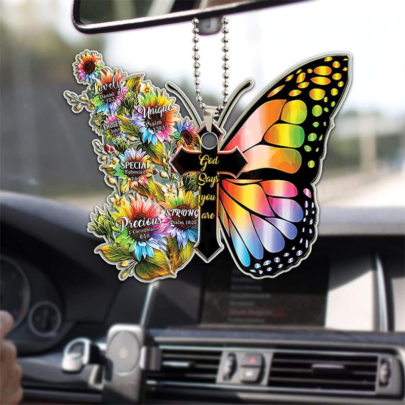 Car Pendant Stylish Personalized Style Car Interior Accessories Butterfly Cross Shape Design Widget Creative Do Not Fade Durable