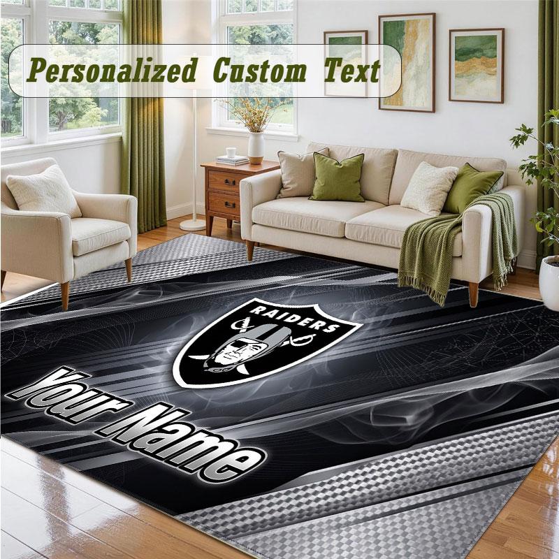 Crystal Velvet Square Rug Custom NameLas Vegas Raiders Pattern Non Slip Home Floor Decor Rug
