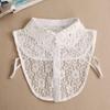 "Women's White Hollow Lace Detachable Chiffon Collar - Versatile Sweater and Shirt Accessory"