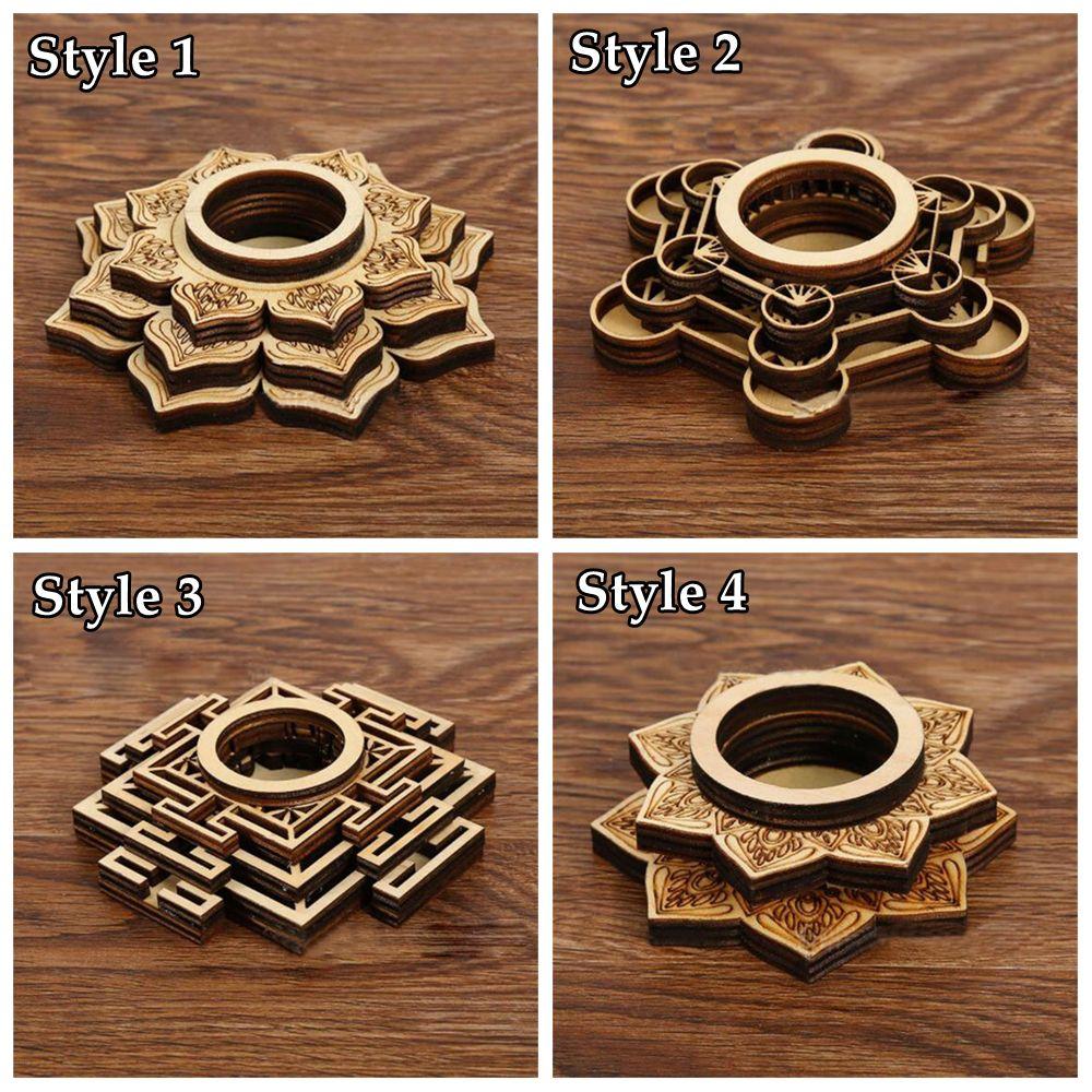 Crafts Lotus Pattern Crystal Carving Crystal Ball Base Wooden Ornaments Meditation Decor Wood Base
