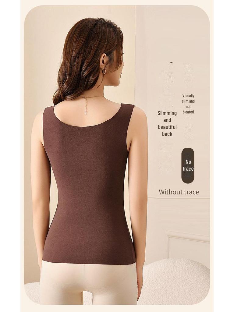 Женский бесшовный приталенный теплый жилет: Немецкий флис, нагрудник, шлифованный, утолщенный, осенне-зимнее нижнее белье