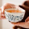 Chinese Ceramic Tea Cup Handmade Lotus Teacup Household Personal Tea Bowl Beauty Meditation Cup Teaware Accessories