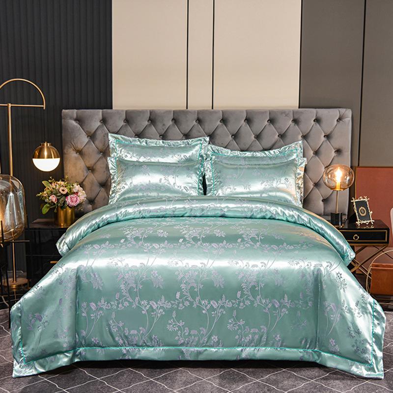 Европейский атласный жаккардовый пододеяльник, простыня, комплект из четырех предметов, комплект из трех предметов с вышивкой