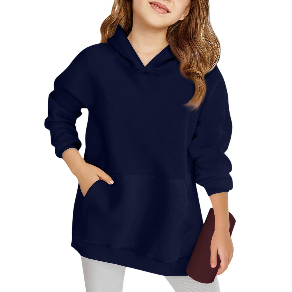 Зимние однотонные толстовки с капюшоном и длинными рукавами для мальчиков и девочек