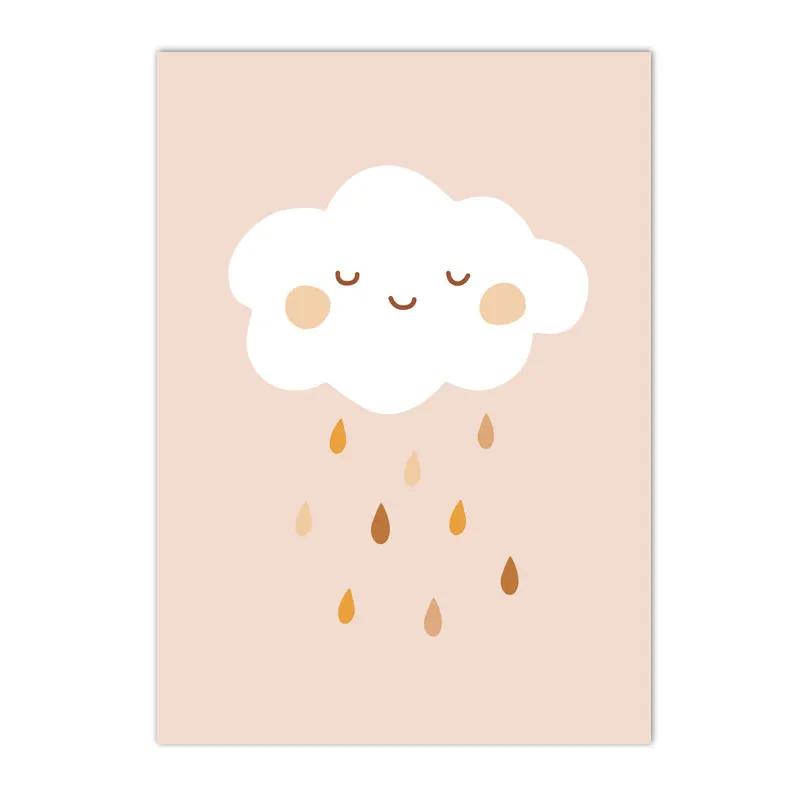 Бохо Радуга Облако Луна Солнце Сердце Постеры и Принты Скандинавское Искусство для Стен Детской Комнаты Картины Декор Дома Холст