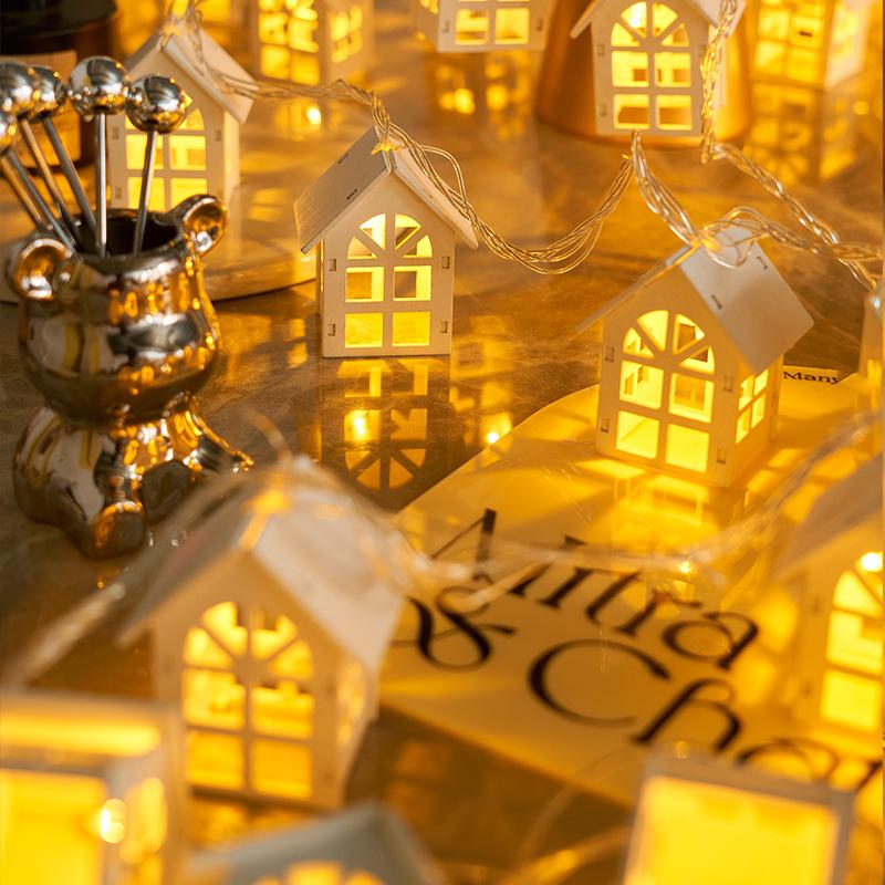 LED String Lights with Wooden Houses for a Girlish Room Decor