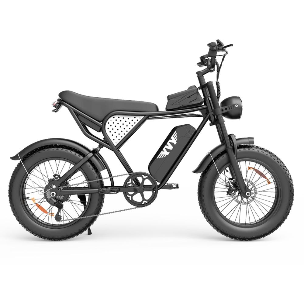 Электровелосипед YVY C20 Lite 20" с толстыми шинами, 1000 Вт, 48 В 15 Ач, Shimano 7 скоростей, механические дисковые тормоза, амортизационная подседельная труба для бездорожья и горных приключений