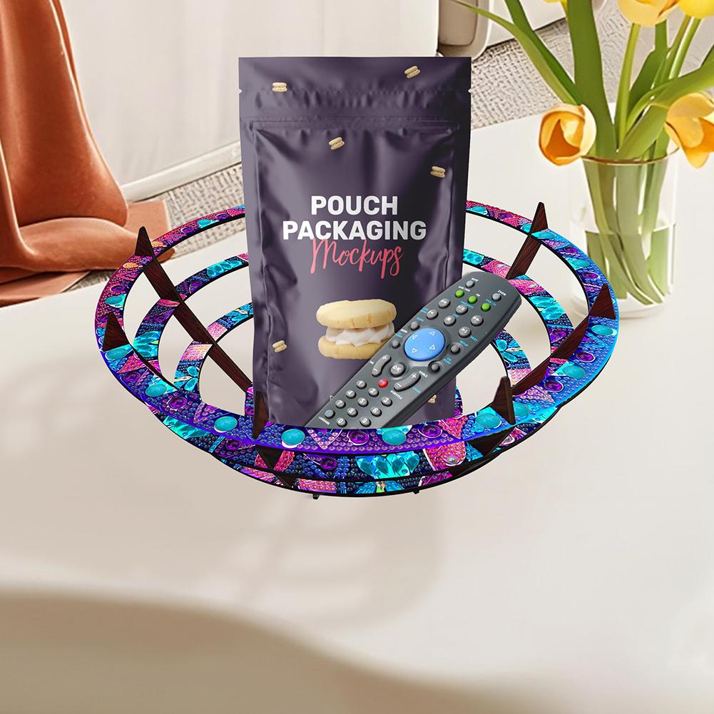 Flower Diamond Painting Wooden Serving Tray Decorative Diamond Painting Dinner Plate Tray Good for Parties Or Bed Food Tray