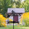 Birdhouse Wind Vane Iron Rustic Garden Weather Vane Outdoor Weather Vane with Ground Stake for Lawn Courtyard Decoration