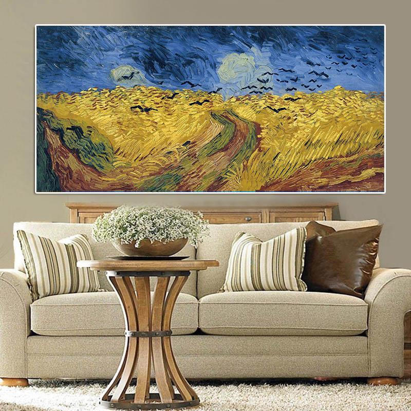 Van Gogh Wheat Field Crows Posters and Prints Impressionist Landscape Oil Painting On Canvas Wall Art Picture for Living Room