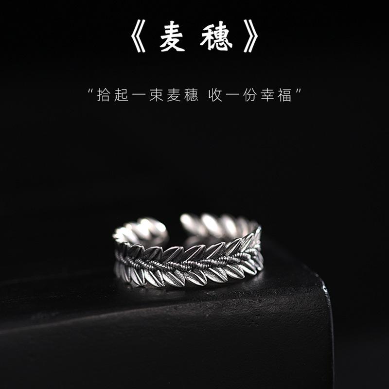 925 Silver Rings For Women Wheat Adjustable Ring Wedding Luxury Jewelry Accessories Jewellery Argent 925