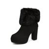 Europeand The United States Large Size Chunky High Heel Fashion Boots Autumn and Winter with Velvet Round Head Side Zipper Boots