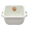 (NITORI) 20cm Deep Enamel Square Pot, White, Suitable for IH and Gas Cooktops, and Can Be Stored, 8942285