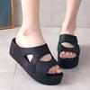 Женские тапочки на платформе, однотонные шлепанцы с вырезом и круглым носком с открытым носком, женские удобные домашние и уличные тапочки