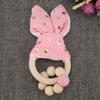 Wooden Handmade Colorful Beads with Rabbit Ear \'s Shape Hanging Decor for Baby