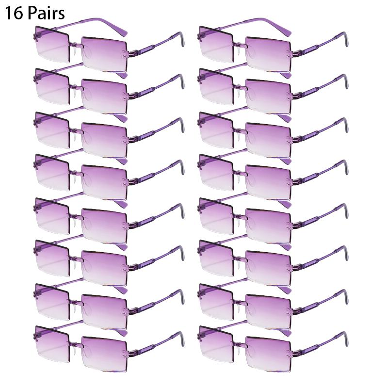 16/20 пар Прямоугольные Солнцезащитные очки Мужские Модные Безободковые Градиентные Многоцветные Пляжные Оттеночные очки Женские Новые Модные Рейв Солнцезащитные очки