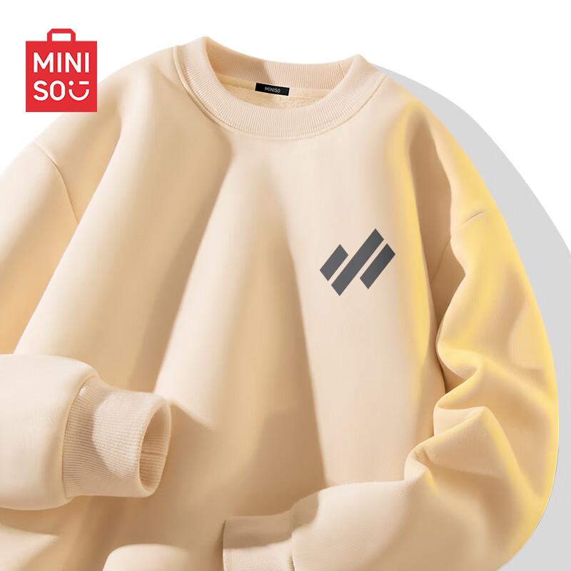 MINISO Men's Fleece-Lined Round Neck Sweatshirt