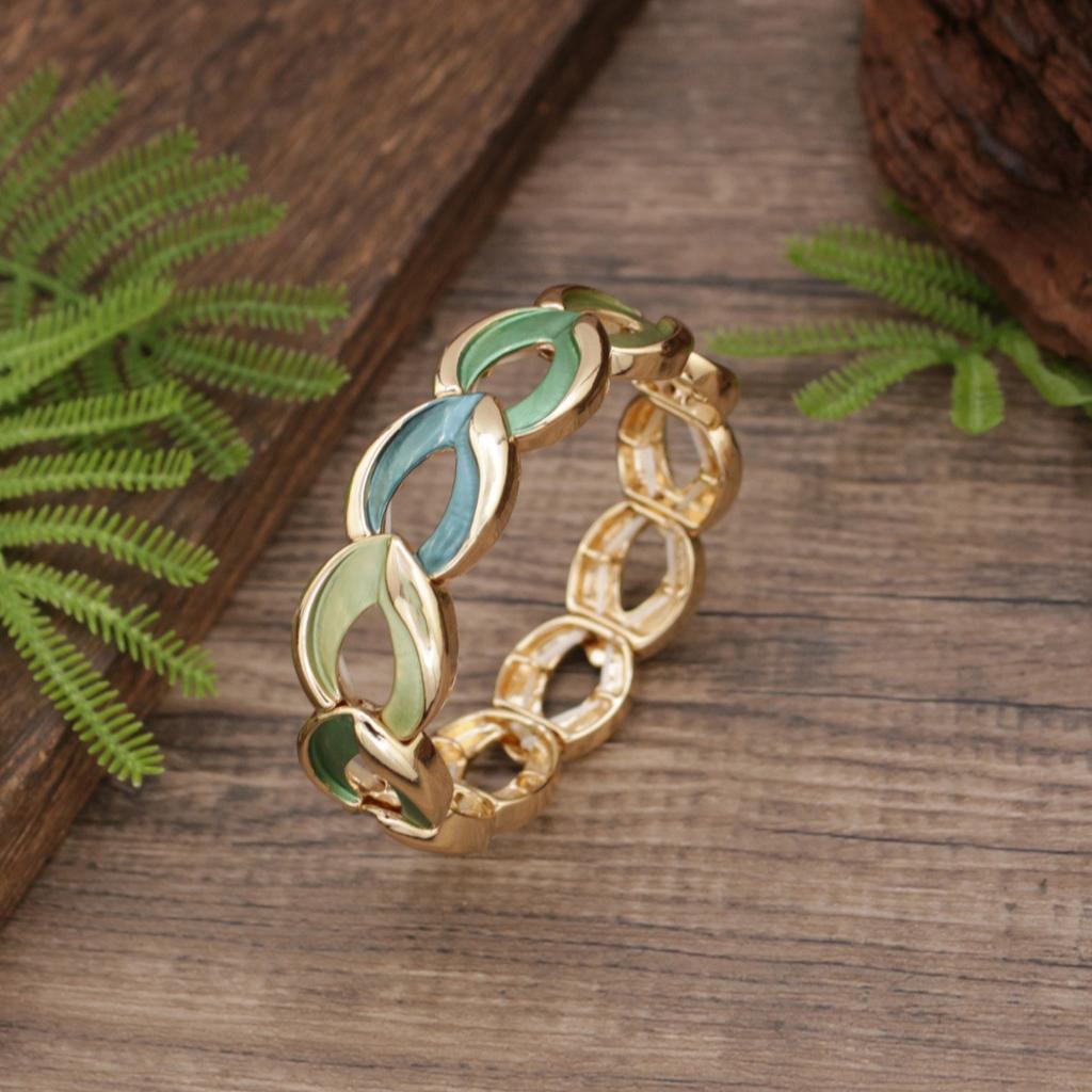 Новый эмалевый цвет полый браслет-резинка в виде капли воды, женский простой и изысканный браслет из сплава в форме капли воды