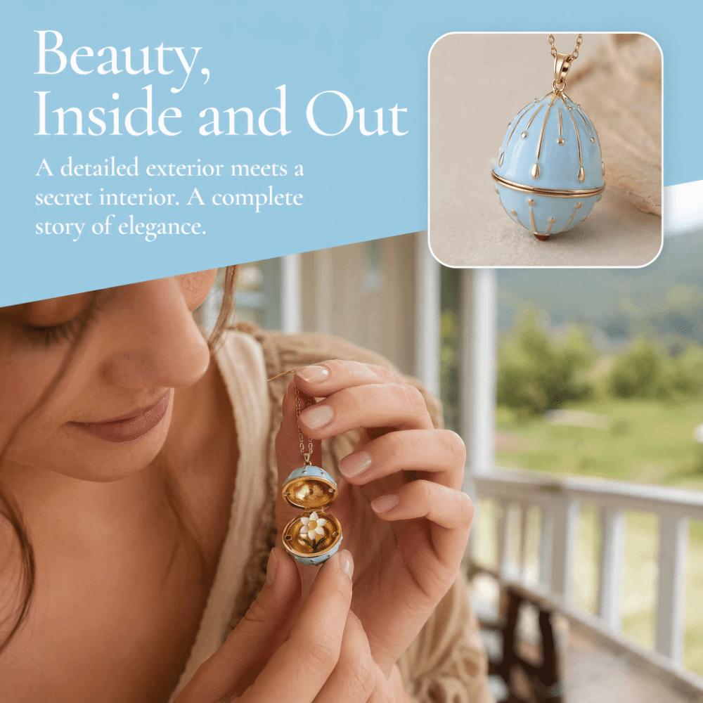 Round Egg-shaped Box Openable Flower Necklace Copper Pendant Jewelry Accessories Anniversary