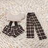 1 set Uniform Doll Clothes Outfit Plaid Overall Doll Dress Up Set  10cm Cotton Doll