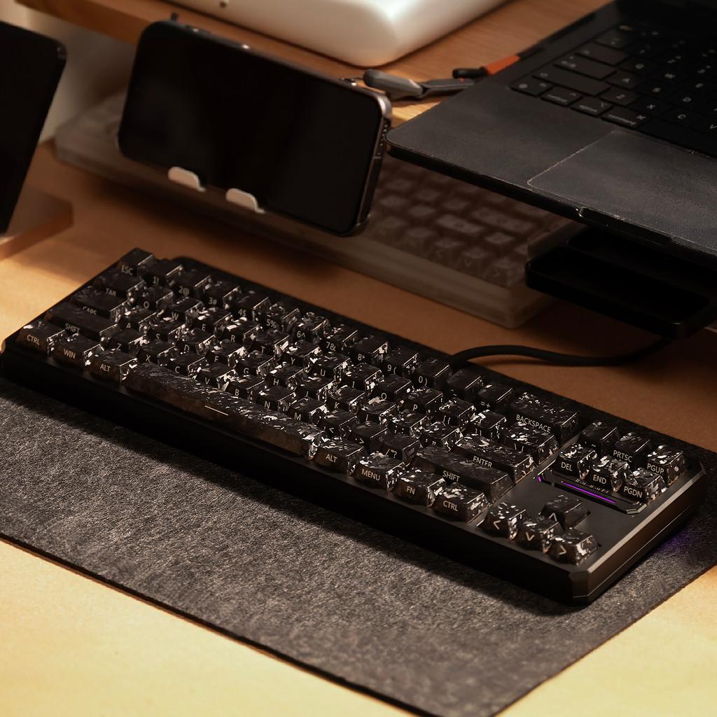 Xiaomi Black Carbon Fiber Texture Keycaps Transparent RGB Side Printed Cherry profile PC keycap set for MX Cherry Mechanical Keyboard