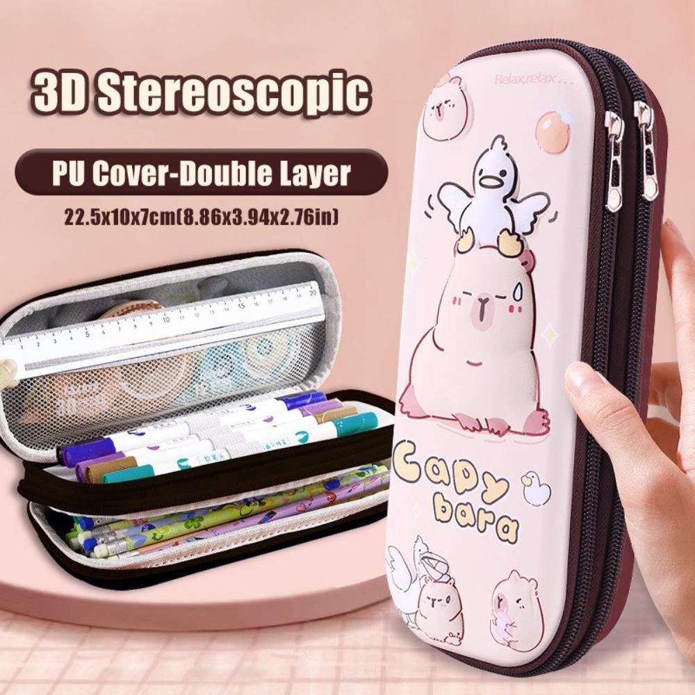 3D Capybara Pen Bag Large Capacity Pen Box Dirt-proof Pencil Case School Office
