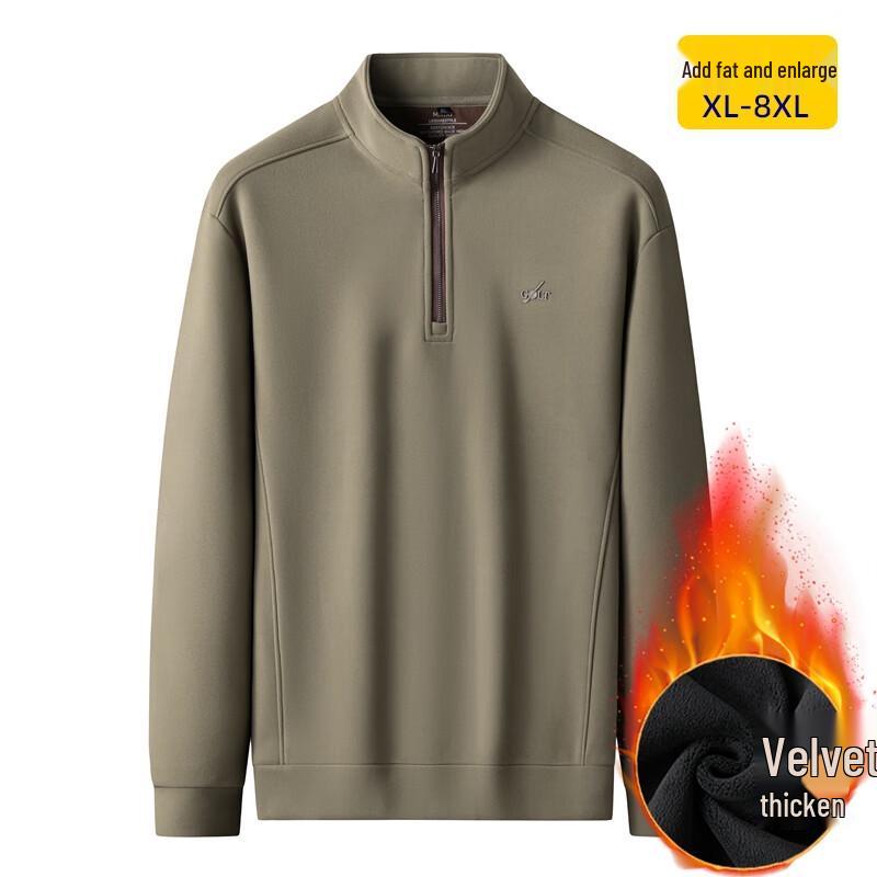Men's Plus Size Fleece-Lined Stand Collar Sweatshirt