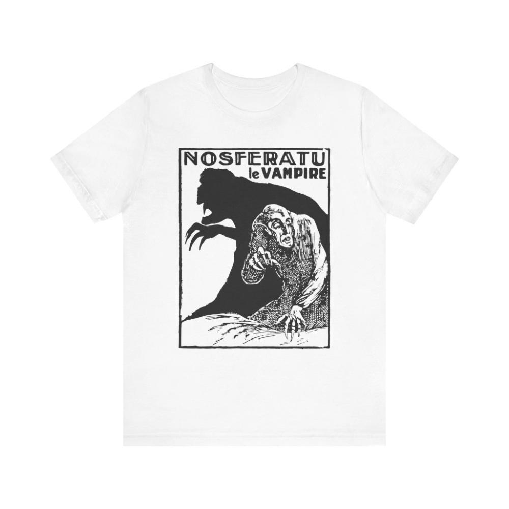 Nosferatu the first silent horror classic film Tshirt with retro gothic art style unisex streetwear suitable for all seasons