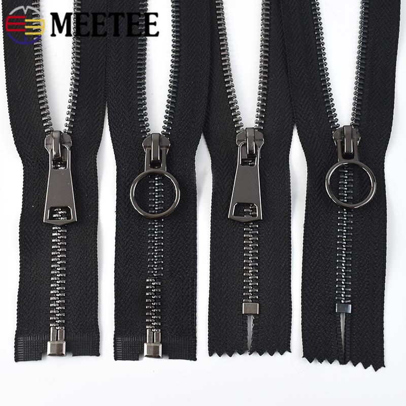 Meetee 5# Черные металлические молнии 15-150 см Закрытый/открытый конец Молния Пальто Сумки Автоматическая блокировка Застежки Молнии Ремонт Одежда Швейные аксессуары