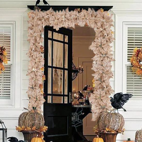 67-дюймовая искусственная гирлянда из кленовых листьев для дома и улицы, подвесные искусственные сушеные листья, растения, виноградная лоза, Хэллоуин, осенний урожай, День благодарения, фестиваль, украшение