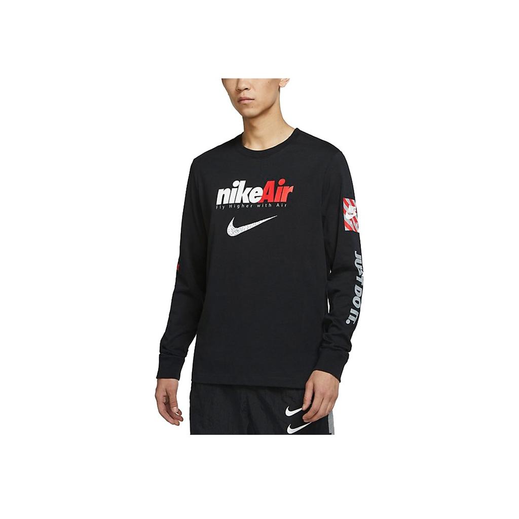 Nike Air Logo Print Breathable Long-Sleeve T-Shirt Men Tops Black DJ1416-010