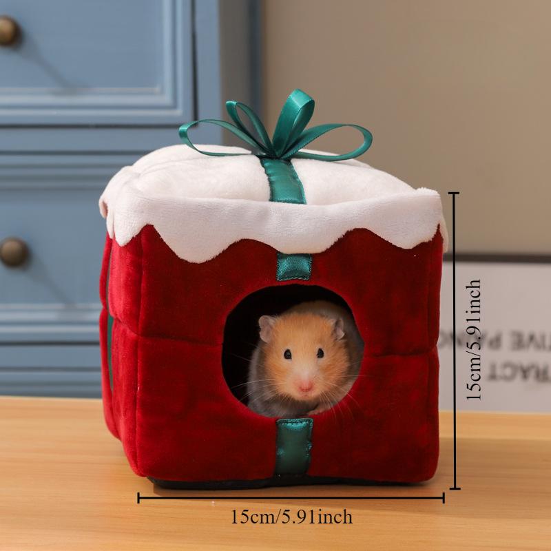 Новый год Рождество Гнездо для хомяка Золотистый медведь Зимнее теплое гнездо Морская свинка Хомяк Хлопковое гнездо Праздничная атмосфера Мебель