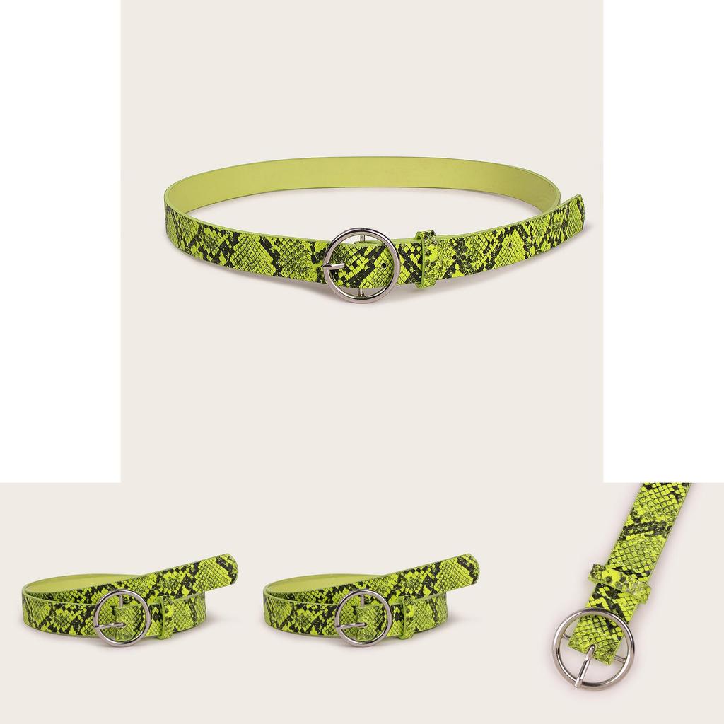 Ремень из искусственной кожи с зеленым змеиным узором и пряжкой-иглой для повседневной носки
