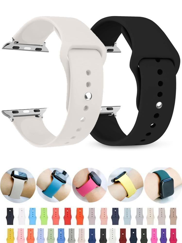 Для Apple Watch ultra 2 ремешок 49мм 46мм 44мм 40мм 45мм 41мм 42мм Силиконовый браслет correa iWatch series se 9 8 7 6 3 10 11 ремешки