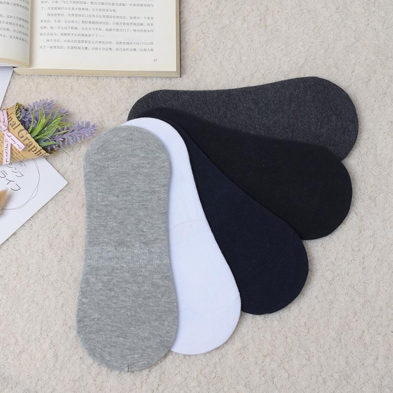 Мужские носки Banboo и хлопковые носки в упаковке, 5 пар, модные повседневные нескользящие силиконовые невидимые тапочки, мужские носки-невидимки, размеры 37-43