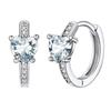 [Silvora] Earrings Ladies Heart Silver 925 Hoop Earrings Leave It On Ring Earrings Zirconia Birthstone April Accessories