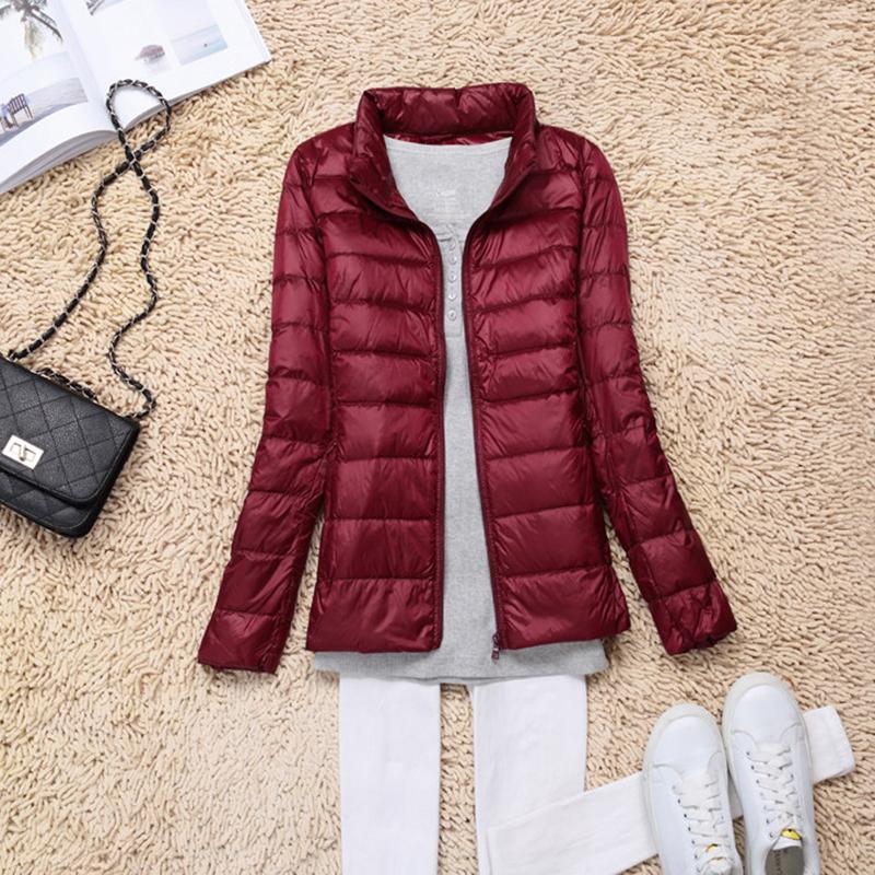 Winter Women's Casual Solid Color Thin Waterproof Down Jacket White Duck Down Hooded Down Jacket
