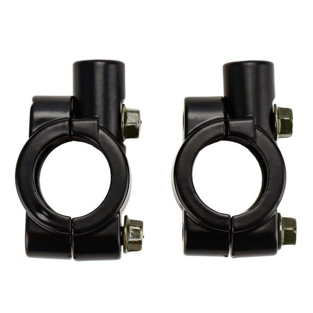 Motorcycle Mirror Holder 22mm Handlebar Mount 10mm Positive Screw Universal Adapter Set of 2 (Black)