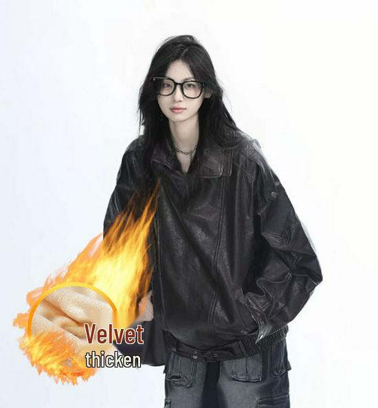 Унисекс кожаная мотоциклетная куртка на бархатной подкладке 2025 года - Высококачественный зимний стиль панк