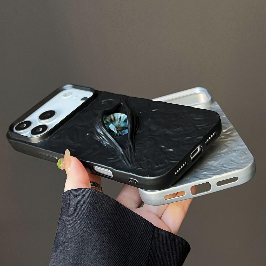 Гальванизированный 3D Чехол для телефона Глаз для серии iPhone 11-17, ТПУ Противоударная крышка с текстурой оловянной фольги, Модный художественный дизайн