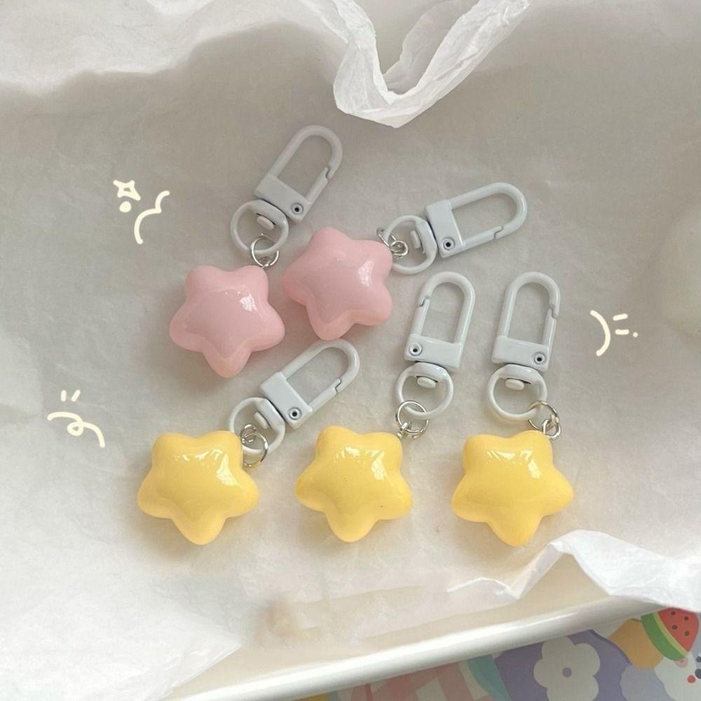 Stars Yellow Pink Stars Keychain Chubby Chubby Milk Yellow Star Keychain   Girls Gifts