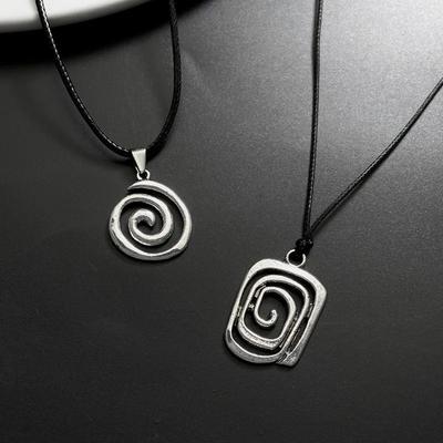 Ожерелья с подвеской Spiral Vortex, унисекс, ручная работа, кожаное ожерелье, винтажные аксессуары в стиле бохо, стильные парные украшения