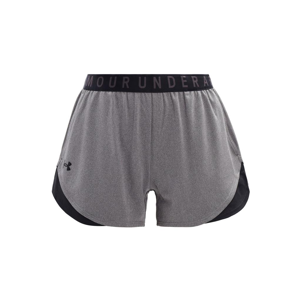 Under Armour Solid Color Straight Leg Letter Print Shorts Women Shorts Gray 1344552-090
