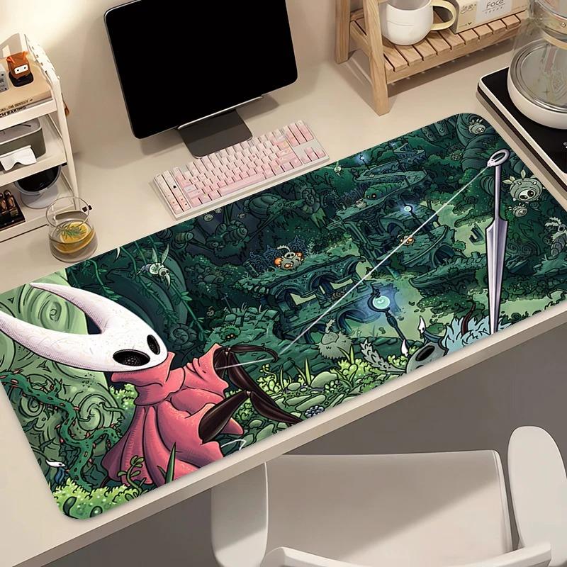 Hollow Knight Anime Gaming Mousepad Black And White Rubber Computer Mouse Mat for Gamers Desk Keyboard Accessory Gift