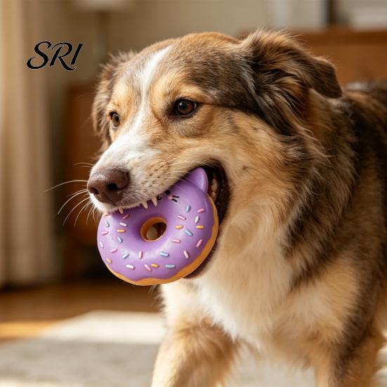 Interactive Dog Toy Donut Animal Latex Squeaky Chew Puppy Teething for Aggressive Chewers Fetch Play