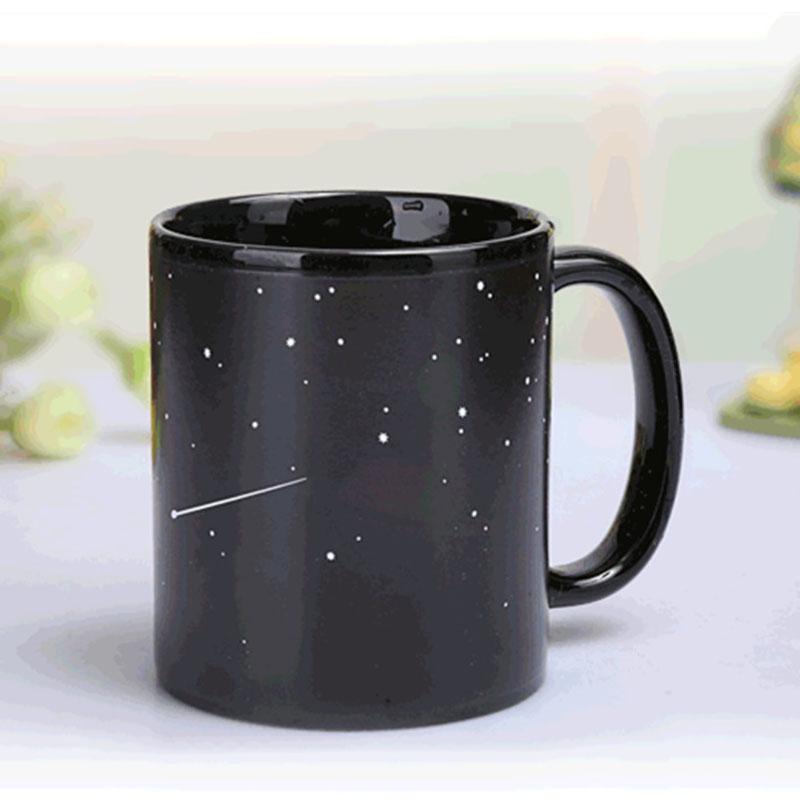 Новые керамические чашки, меняющая цвет, кружка с молоком, кофе, подарки, студенческая чашка для завтрака, кружки со звездой и солнечной системой